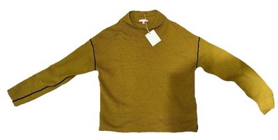 Lisa Todd Women s Honey Ribbed Knit Sweater Large NWT Contrast Stitch Crewneck