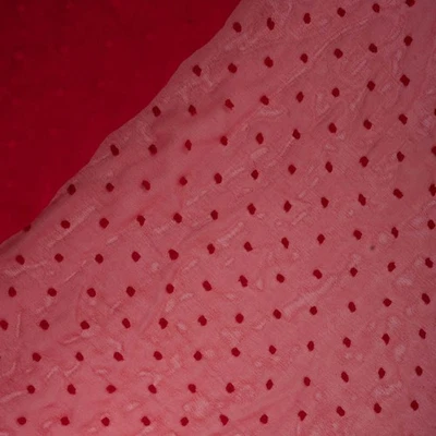 (5,45€/m²) Stoff Chiffon gepunktet rot Meterware Punkte Pünktchen transparent - Bild 1 von 2