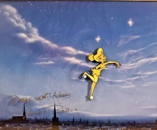 🟢 Disney Tinker Bell cel 1950s original Production cel ART CORNER SIGNED Frame