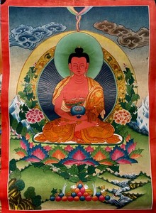 tibetan buddhist thanka, thangka painting, hand painted on cloth 13x18.5"