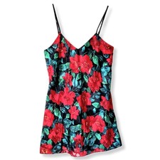 90s Victoria Secret Gold Label Slip Dress Chemise P Red Floral Dark Romance NEW