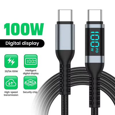 USB-C Typ-C Daten Kabel LED Display Anzeige Ladekabel PD 100W Schnellladekabel