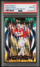 2024 PANINI SELECT GREEN & YELLOW SHOCK #27 DRAKE MAYE ROOKIE RC PSA 10