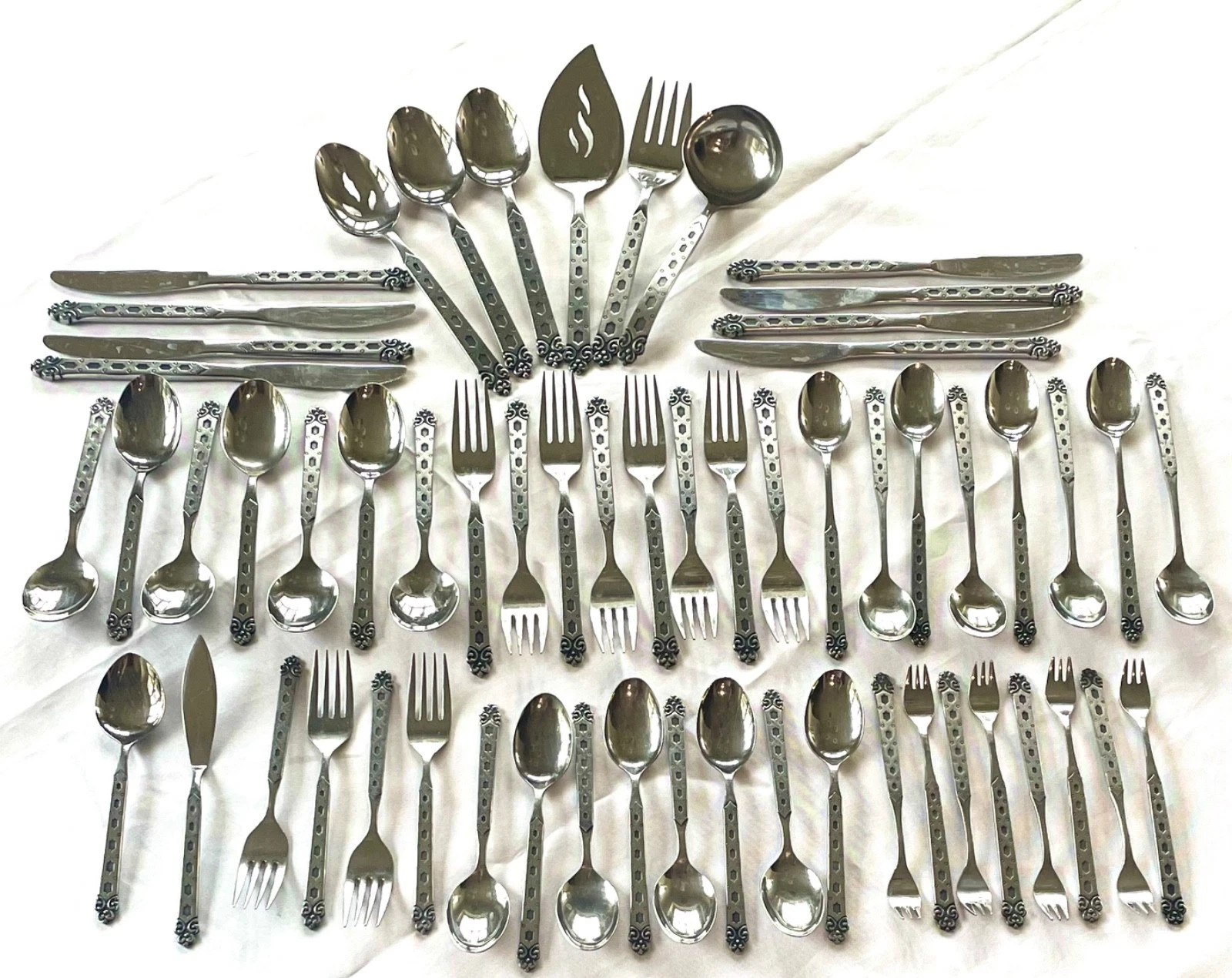 Oneida Northland San Francisco Stainless Flatware Set 59 Pc Japan Black