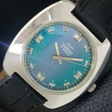 WALTHAM HAND-WINDING VINTAGE SWISS MENS BLUE COLOR DIAL WRIST WATCH a701967-3