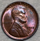 Brilliant Uncirculated 1913-P Lincoln Cent, Beautifully Toned w/ Radiant Luster.