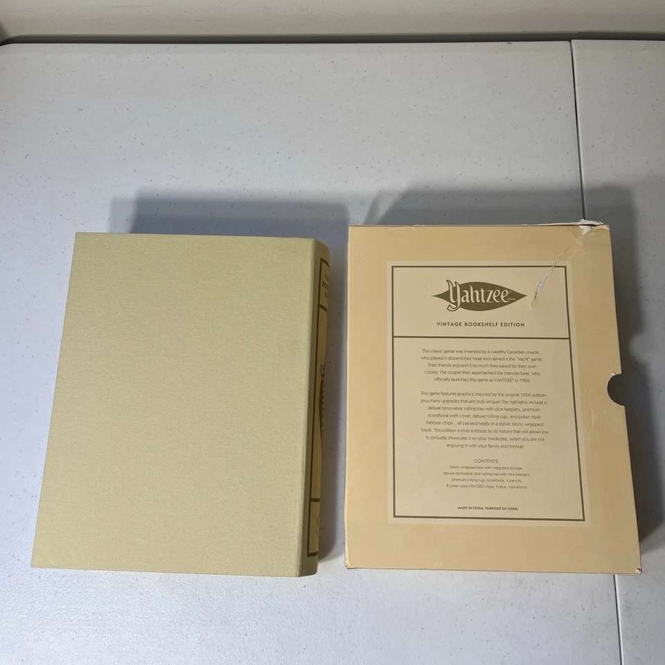 YAHTZEE Vintage Bookshelf Edition Collectible Linen Hasbro Board Game 2022 - Image 2 of 4