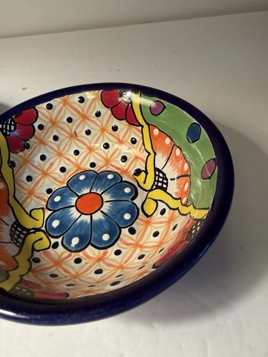 Juego de 2 cuencos de cerámica mexicana Talavera 5" X 2” florales brillantes - Imagen 13 de 13