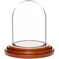 Plymor 1.85" x 2.875" Mini Glass Display Dome Cloche (Walnut MDF Base)