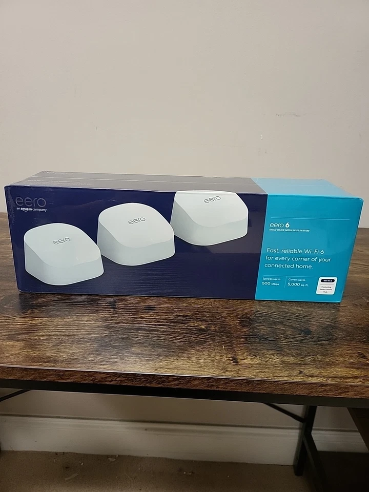 Eero 6 AX1800 1800 Mbps 4 Port 900 Mbps Dual-Band Mesh Wi-Fi 6 System -bw2