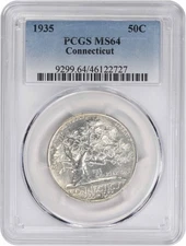 Connecticut Commemorative Silver Half Dollar 1935 MS64 PCGS