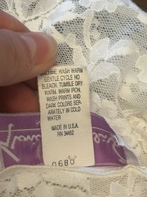 Vintage Gloria Vanderbilt Sleepwear Lingerie White Pink Lace Teddy Bodysuit