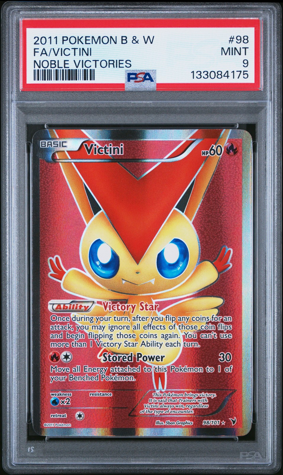 2011 POKEMON BLACK & WHITE NOBLE VICTORIES #98 FULL ART/VICTINI PSA 9