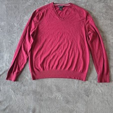 Banana Republic Silk Cotton Cashmere V-Neck Sweater Men's Large Burgundy Preppy