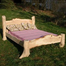 Handcrafted Rustic Wooden Bed – Unique Natural Edge Bed Frame with Organic Desig