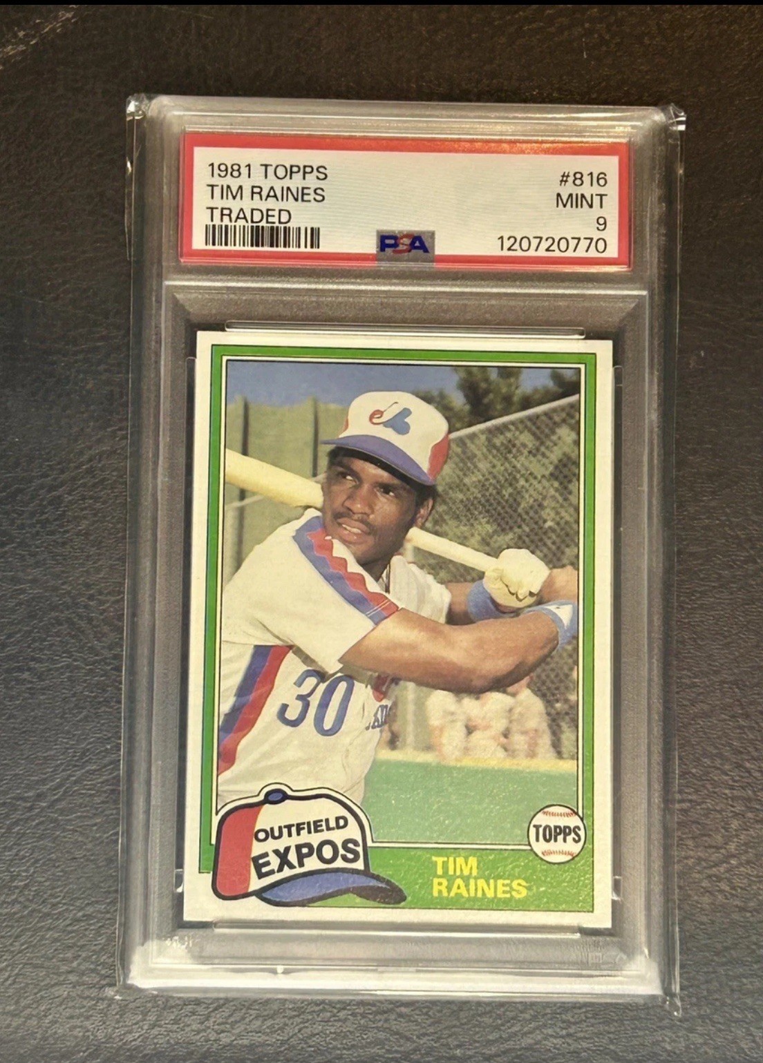 PSA 9 - 1981 TOPPS TRADED #816 TIM RAINES RC EXPOS HOF  