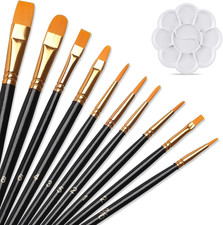Acryl- und Ölpinsel-Set 10-tlg. für Hobby- und Profikünstler