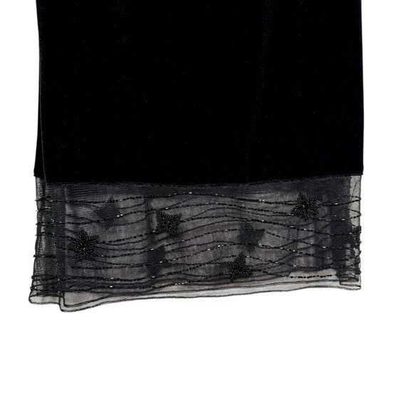 Rimini by Shaw Size 2 Vintage Y2K Velvet Beaded Mesh Midi Fairy Goth Dress - Image 3 of 4