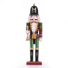 12'' Horn Christmas Nutcracker Soldier Wooden Vintage Decor Gift Red Green USA