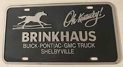 Brinkhaus Buick Pontiac Dealership Booster License Plate Shelbyville KY Derby