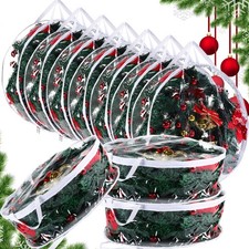 Zhengmy 10 Pcs 24 Inch Christmas Wreath Storage Bags Transparent 24