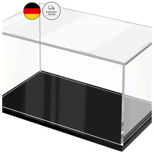 Acryl Vitrine Schaukasten Transparent 35x20x20 cm mit Schwarzem Sockel