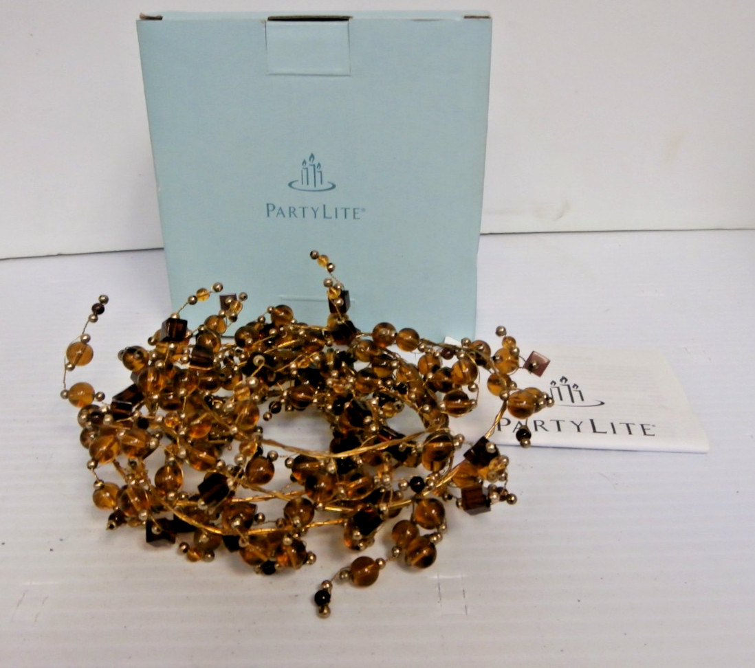 PartyLite Venezia Topaz Smokey Brown Glass Beaded Garland 48