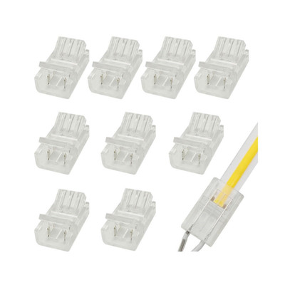 2 Pin 8mm COB Connector Kit (10 Pack) | Solderless Strip to Wire Adapter for Hig