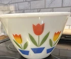 Vintage Fire King Tulips Large Mixing Nesting Batter Bowl MCM 9.5”