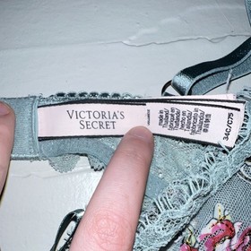 Victoria's Secret Dream Angels 34C Lace Underwire Bra Blue Pink Floral Bow
