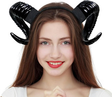 Devil Horns Headband - Black Demon Horns for Women  Men, Perfect for Halloween