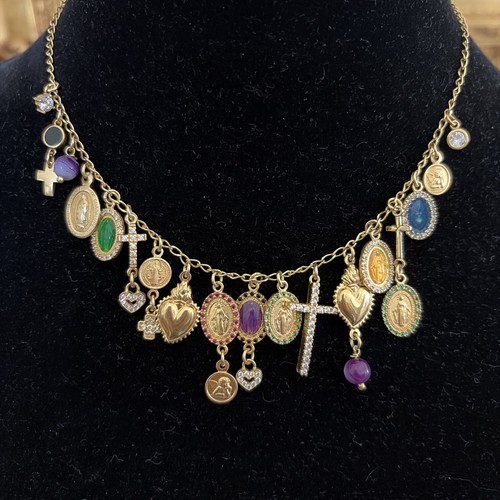 Mia Fiore 18kt Gold-Plated Sterling Silver Religious Charm Necklace Beautiful