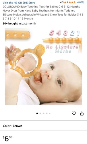 NEW 10 Piece Lot He or She COLOROUND Baby teething bracelet Teether Heorshe - Picture 7 of 13