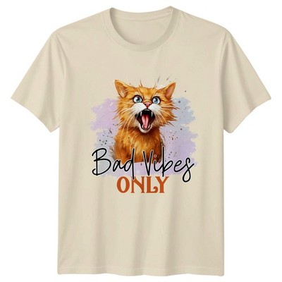 Bad Vibes Only T-Shirt Humorvoll Katze Haustier Tiere 42nd And Her