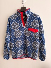Patagonia Synchilla Medium Blue Snap T Fleece Aztec Nordic Snowflakes Jacket