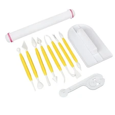 HOSL Fondant Cake Decorating Tools Set 11pcs Fondant Cutters Roller Fondant S...