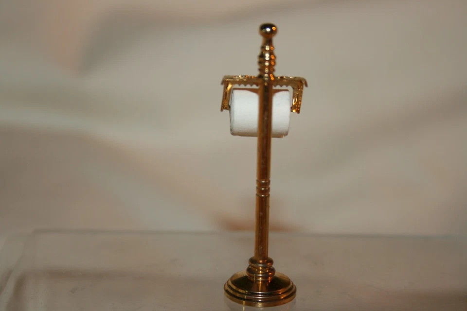 Soporte de papel higiénico de metal color dorado Reuttter miniatura para casa de muñecas 1:12 Foto 4 de 4