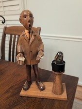Vintage 1950s 1960s Romer Italy Stockbroker Hand Carved Wood Statue Figure