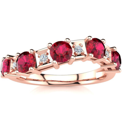 Bandring 10 Karat Rotgold 1,28 Karat Rubin und Diamant Reise