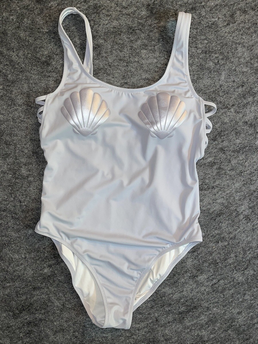 Victorias Secret PINK M One Piece Swim Suit Sea Shell Blue