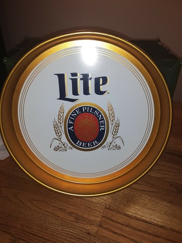 Vintage Miller Lite A Fine Pilsner Metal Tin Beer Tray Barware Mancave 13"