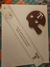 Texas A&M , wooden helmet Aggies ATM and a Ruler,measure,2 Items