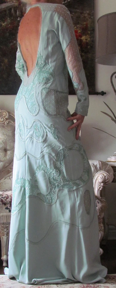 EMILIO PUCCI Pasarela Adornada, Piezas de Encaje, Vestido Largo It 44, EE. UU. 8-10, REINO UNIDO 12, M-L Foto 3 de 4