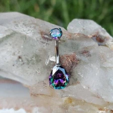 2.50CT PEAR CUT LAB CREATED ALEXANDRITE WOMEN'S BELLY RING 14K WHITE GOLD FINISH