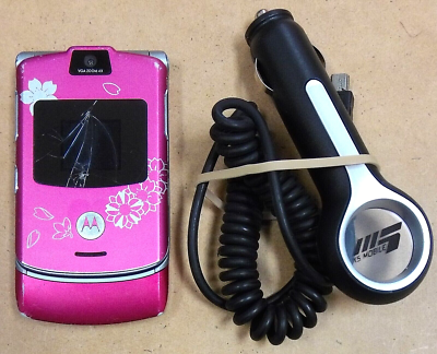 Motorola RAZR V3 - Pink Miami Ink Flower Tattoo (T-Mobile) Very