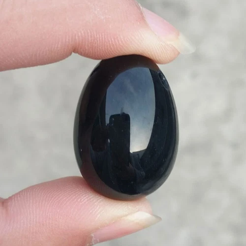 Natürlicher schwarzer Obsidian Kristall Ei Kugel magische Kugel Heilung Kegel Übungsstein - Bild 6 von 14