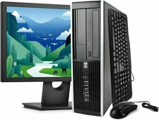 HP desktop computer 19" LCD Windows 7 Pro 32Bit C2D 128GB SSD Wi-Fi 8GB DVD/RW