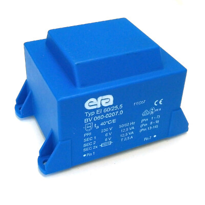 Transformator EI60, 25VA Haupt- 230V, Sekundär- 2x6V Era Pulse BV060-0207.0