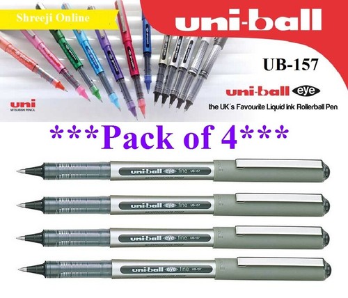 4 x Uni Ball Eye FINE UB-157 Rollerball Pen BLACK Colour Cheapest on Ebay - Picture 2 of 6