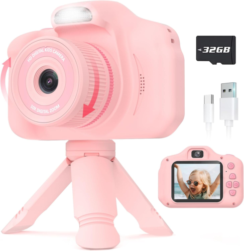 Upgrade Kids Selfie Camera, Birthday Gifts for 5 6 7 8 9 10 Year Old Girls, HD D